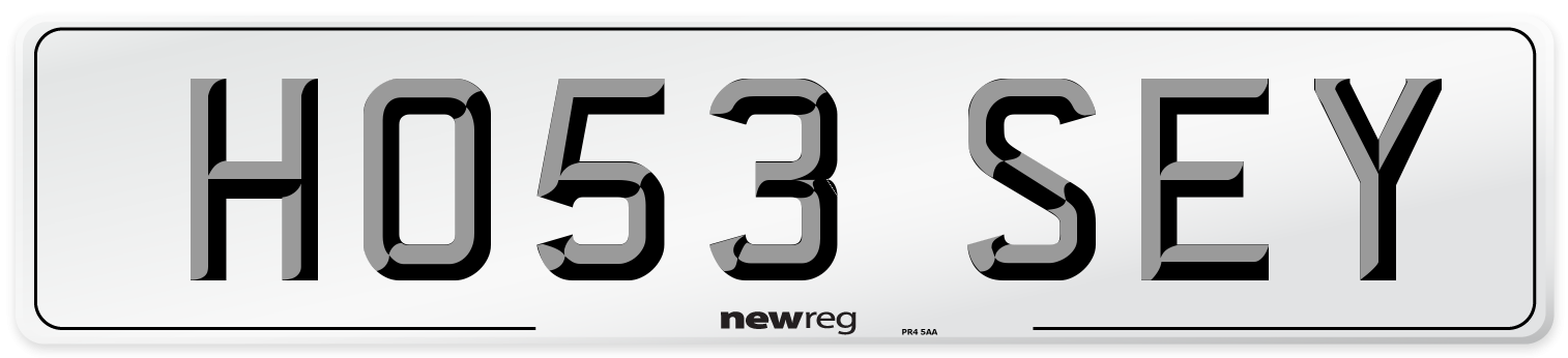 HO53 SEY Number Plate from New Reg